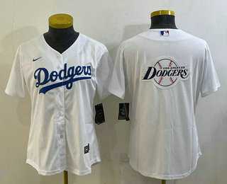 Women%27s Los Angeles Dodgers Big Logo White MLB Cool Base Nike Jerseys